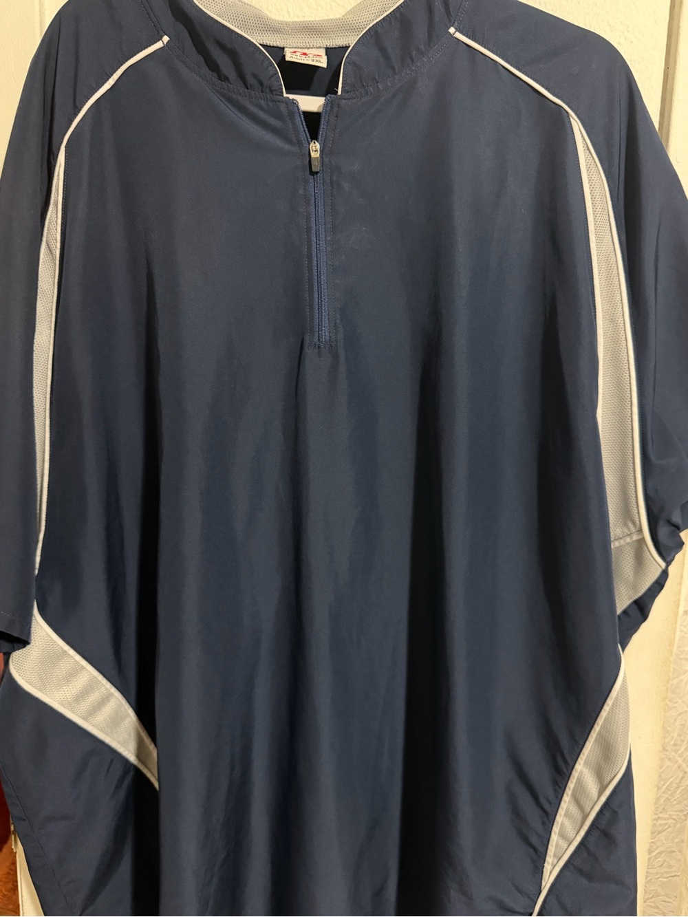 Men's Navy Lightweight Athletic Shirt Jacket with White Trim